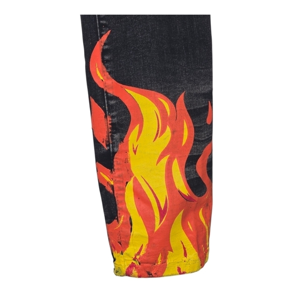 GFTD Mens Black Colorful Graffiti Painted Distressed Landon Denim Jeans 36 - Picture 8 of 16